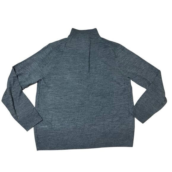 J Crew Sweater Mens XXL Grey Merino Wool Blend 1/4 Zip Mock Neck Neutral BB697 - Picture 11 of 12